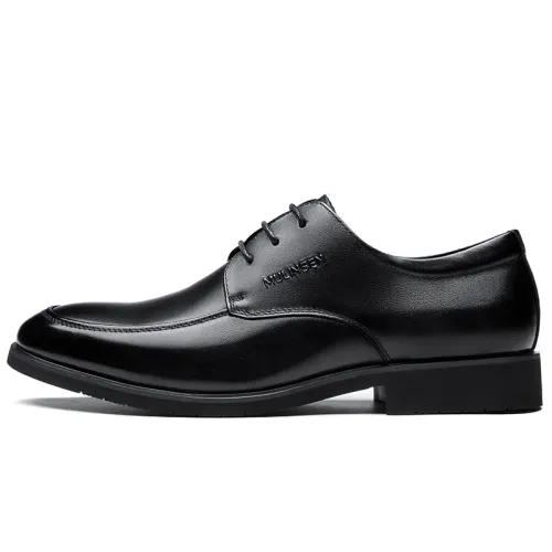 Mulinsen two-layer cowhide, fashionable British genuine leather business lace, soft sole comfortable for work and commuting, gentlemen and groomsmen, simple and versatile, formal leather shoes, men's black