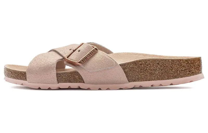 Birkenstock Suede Slide Slippers Women's Pink Narrow