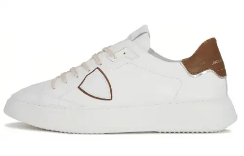 PHILIPPE MODEL Lace Up Stylish Skateboarding Shoes Men's White Brown