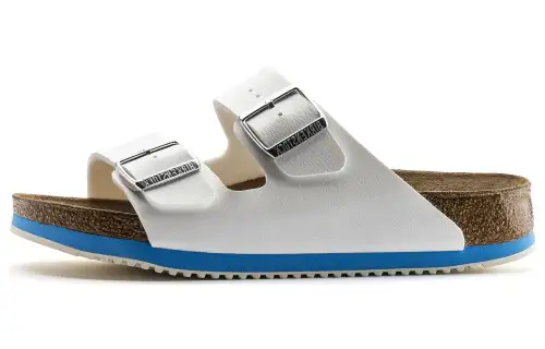 Birkenstock Synthetic Leather Slide Slippers Unisex White Narrow
