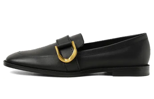 CHARLES&KEITH Cow Leather Sheepskin Women's Casual Shoes Flat Women's Black
