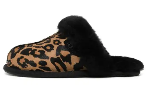 UGG Rubber Sole Quiet Quick Dry Closed Toe Slippers Women's Leopard Print