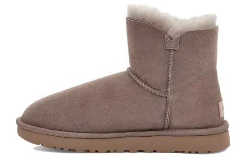UGG Mini Bailey Button Ii Boot Fleece Lined Coffee Women's