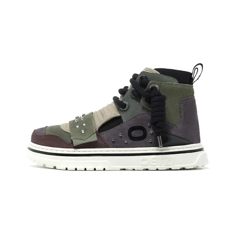 OETZI Ice Man Oz Suede Stylish Skateboarding Shoes Unisex Coffee & Army Green