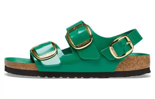 Birkenstock Milano Big Buckle Leather Beach Sandals Women's Green Regular