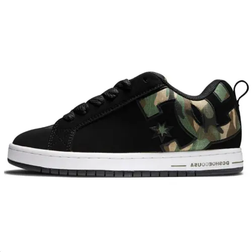 DC Shoes Cow Leather Low top Skateboard Shoes Men's Camouflage Black