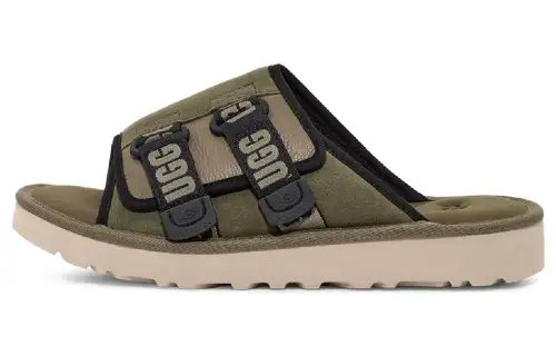 UGG Goldencoast Strap Slide Cow Split Leather Stylish Sandal Men's Moss Green