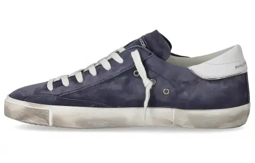 PHILIPPE MODEL Leather Low top Skateboard Shoes Men's Blue White