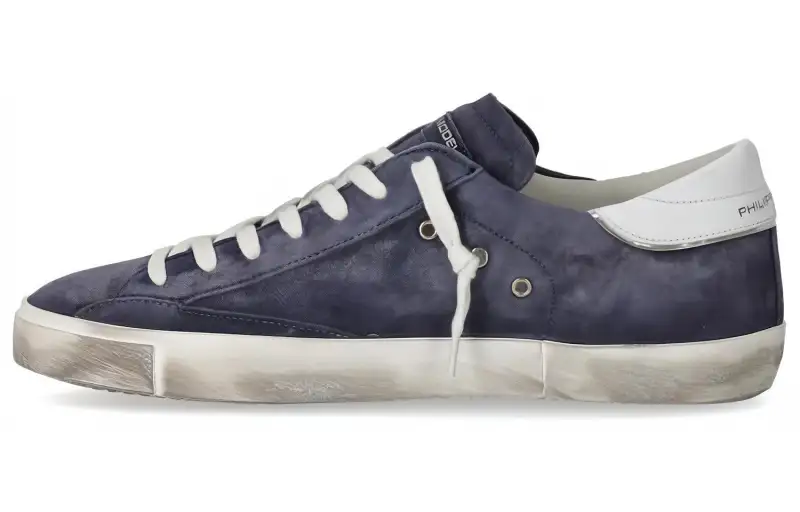 PHILIPPE MODEL Leather Low top Skateboard Shoes Men's Blue White
