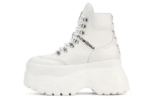 Naked Wolfe Spike Top Grain Cow Leather Short Ankle Boots 9cm Women's White