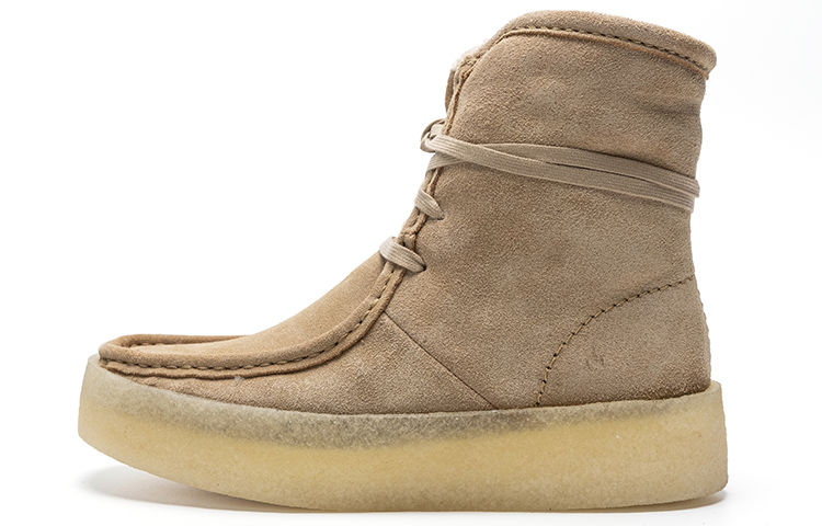 clarks Wallabee Cup Hi Light Tan Suede Women's