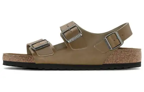 Birkenstock Leather Beach Sandals Men's Khaki Narrow