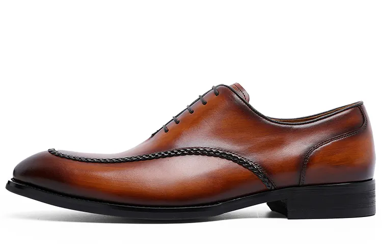 Desai first-layer cowhide has its own aura, workplace, business and leisure, retro color, British light luxury, groom's wedding shoes, formal leather shoes, men's brown