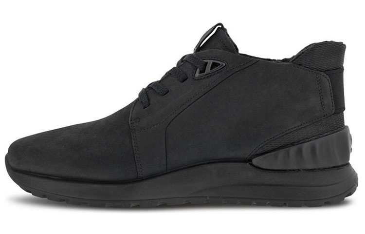 Ecco Ya Yue Elegant Leap Collection Cow Leather Comfortable Waterproof Coverage High top Running Shoes Men's Black