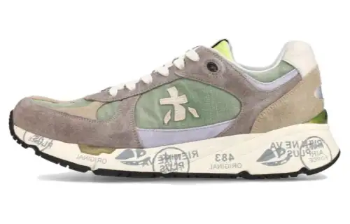 PREMIATA Leather Low top Casual Shoes Men's Gray Green