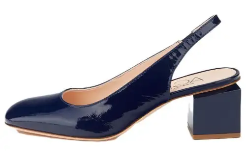 AGL Leather Chunky Heel High Heels 6CM Women's Blue