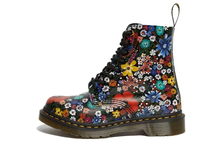 Dr. Martens 1460 Pascal Floral Lace Up Boots Black Women's