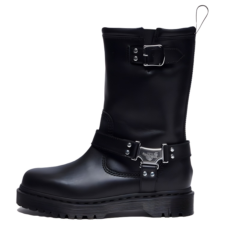 Dr.Martens Anistone Hi Round-Toe Buckled Boots