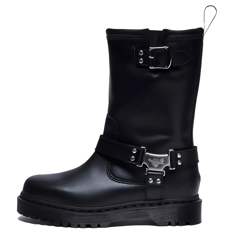 Dr.Martens Anistone Hi Round-Toe Buckled Boots
