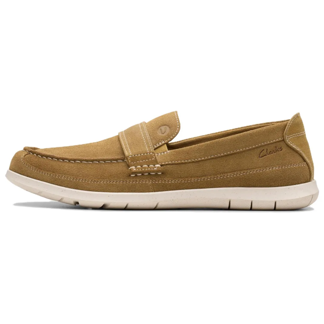 Clarks Flexway Band Suede Loafers Men's Sand