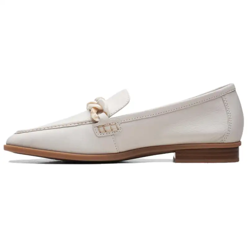 Clarks Sarafyna Iris Leather Loafers 2cm Women's White
