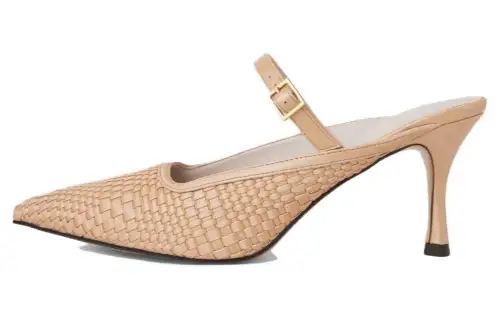 CHARLES&KEITH Composite Sole Closed Toe Slippers 7.7cm Women's Camel/Lime Green Yellow