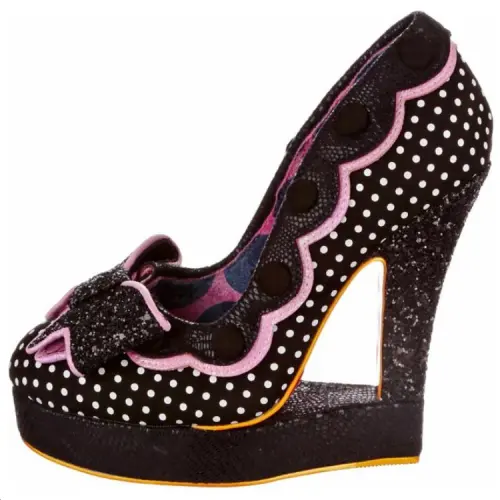 IRREGULAR CHOICE Pu Chunky Heel High Heels 13cm Women's Black Pink