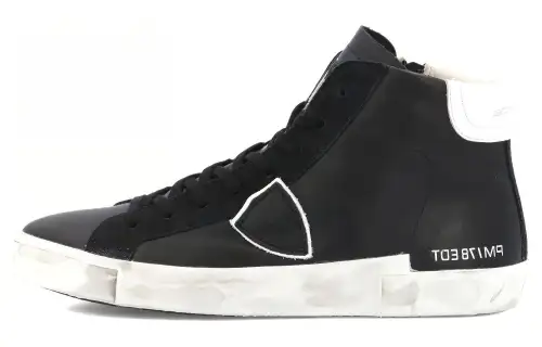PHILIPPE MODEL Cow Leather Stylish Skateboarding Shoes Men's Black