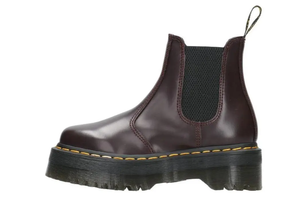 Dr.Martens Leather Short Chelsea Boots Unisex Burgundy