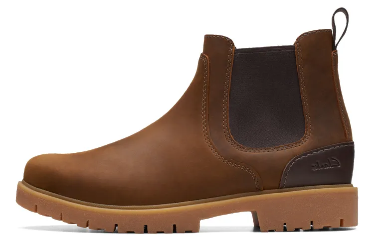Clarks Losdale Collection Cow Leather Short Chelsea Boots Men's Brown