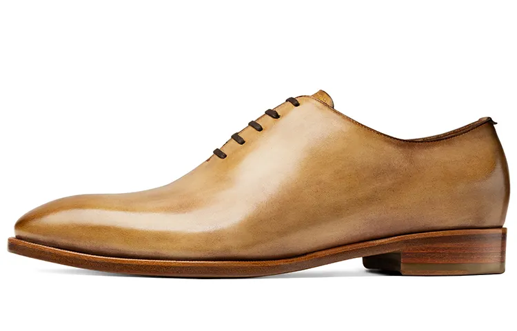 THOM WILLS British business genuine leather Oxford shoes, comfortable and versatile handmade formal leather shoes, men's style, light apricot color