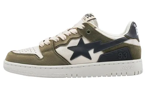 A BATHING APE SK8 STA Low top Stylish Skateboarding Shoes Women's Cream Green