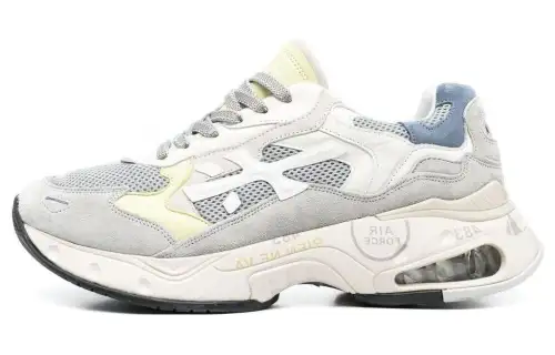 PREMIATA Sharky Textile, Leather Low top Casual Shoes Men's Light Gray