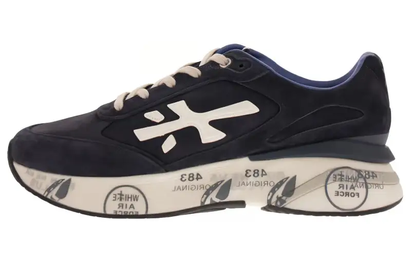 PREMIATA Moerun Leather Round Toe Flat Lace Low-top Lifestyle Shoes Men's Blue