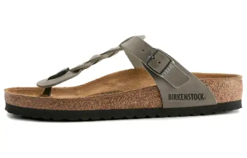 Birkenstock Leather Flip Flops Women's Gray Regular