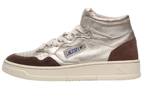 AUTRY Leather Stylish Skateboarding Shoes Women's Gold