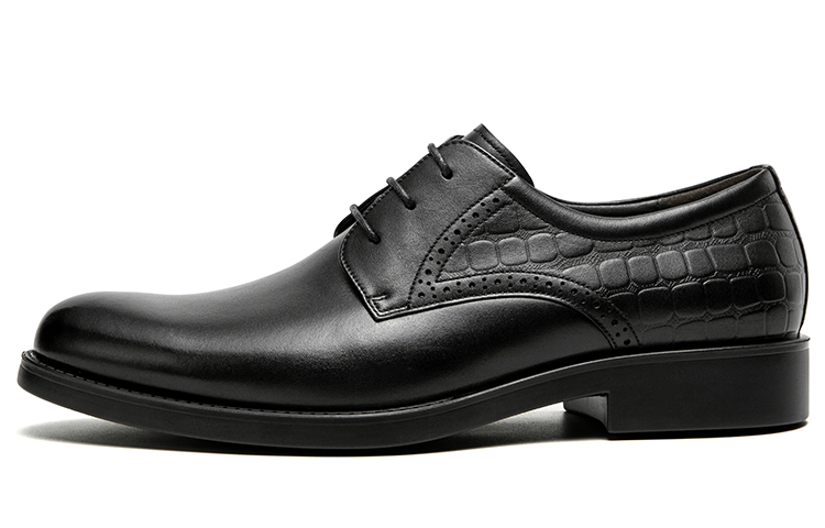 LEAVELAND Maple Leaf Carved Embossed Business Formal Leather Shoes Men's Black