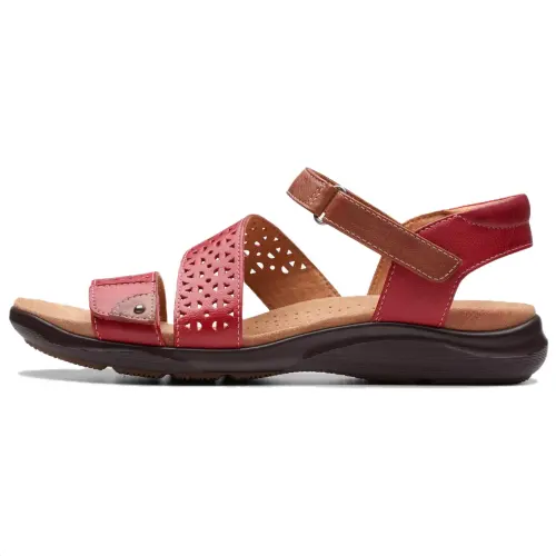 Clarks Leather Beach Sandals Women's Cherry
