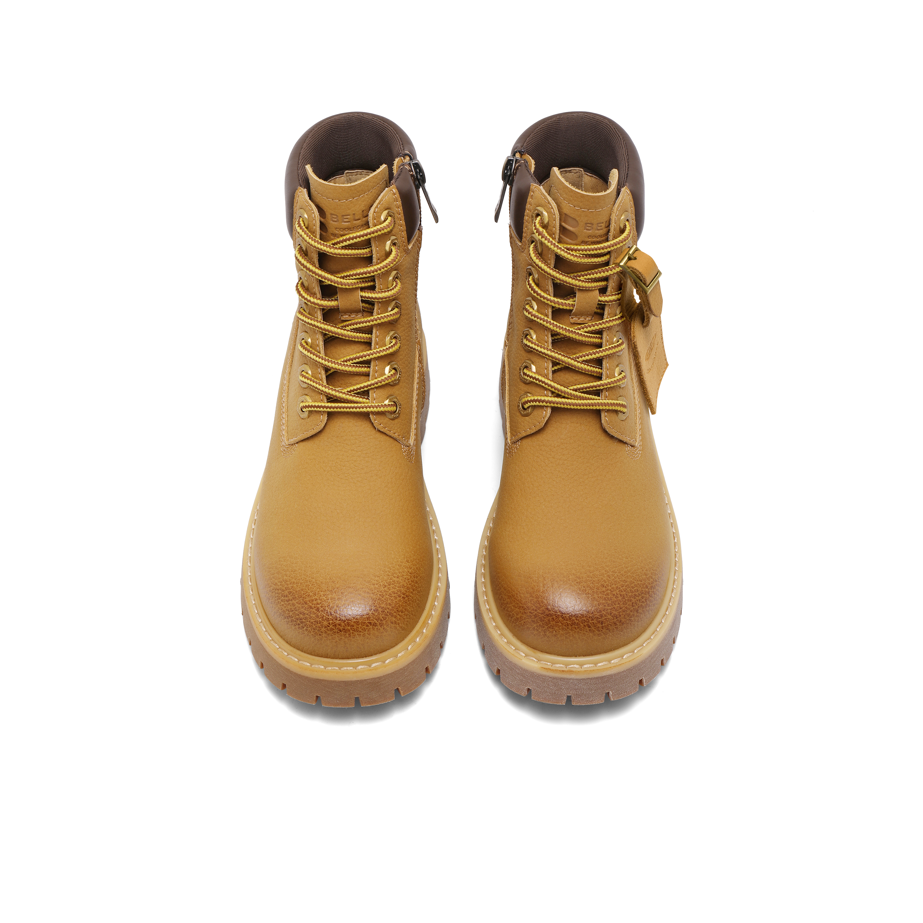 BELLE Fun And Wild Collection 13cm Combat Boots 4CM Women's Yellow, Brown