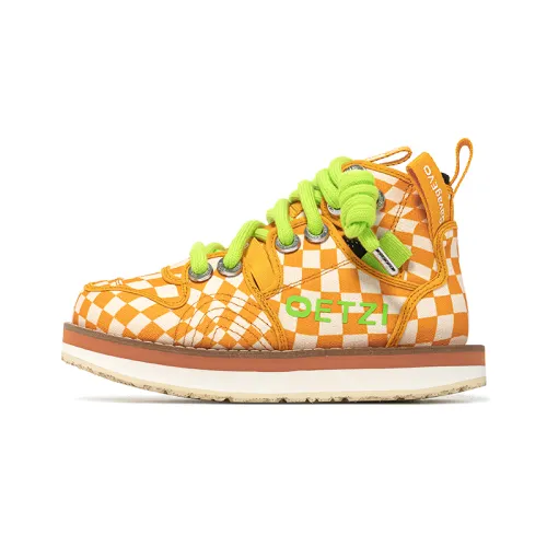 OETZI Fabric Stylish Skateboarding Shoes Unisex Orange & White