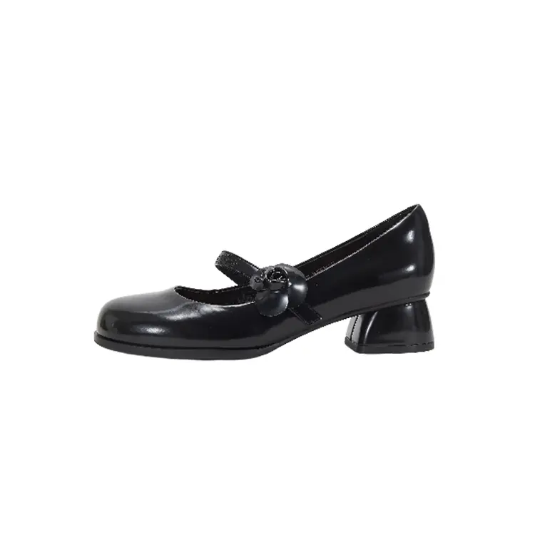Teenie Weenie Cow Leather Block Heel Mary Jane Shoes Women's