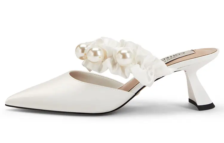 CHARLES&KEITH Fabric Irregular Heel High Heels 6CM Women's White