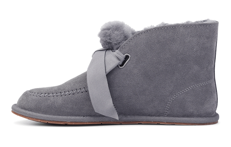 UGG Kallen Lace Catherine Cow Suede Thermal Slip Resistant Ankle Length Snow Boots Women's Purple Gray