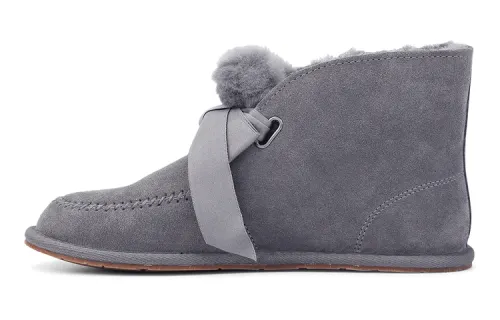 UGG Kallen Lace Catherine Cow Suede Thermal Slip Resistant Ankle Length Snow Boots Women's Purple Gray