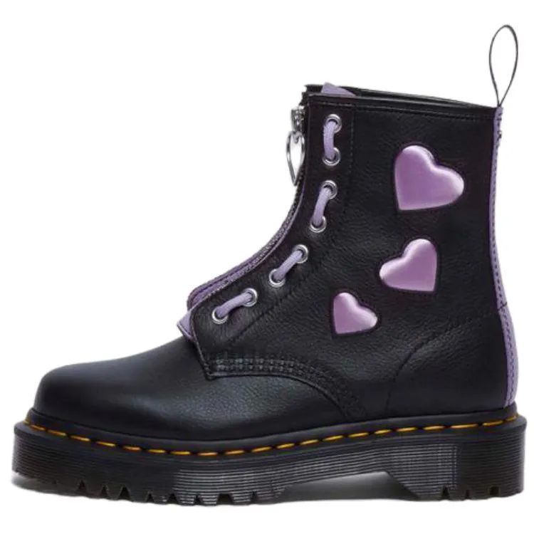 Dr.Martens Textile, Cow Leather Short Combat Boots Women's Black
