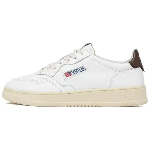 AUTRY Medalist Leather Low White Brown Tab Women's