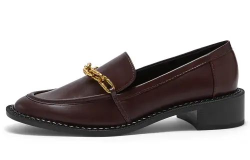 CHARLES&KEITH Pu Chunky Heel Mary Jane Shoes Women's Wine Red