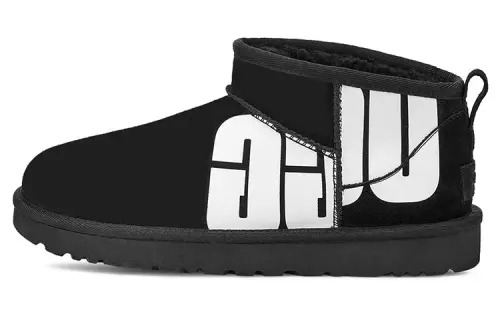 UGG Classic Ultra Mini Broken Logo 'Black White' Women's