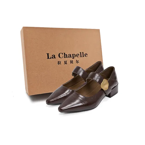 La Chapelle Retro British Style Versatile Elegant Casual Temperament Small Leather Shoes Soft Sole Rebound Trendy and Comfortable Thick Heel Mary Jane Shoes 3.4cm Female Brown