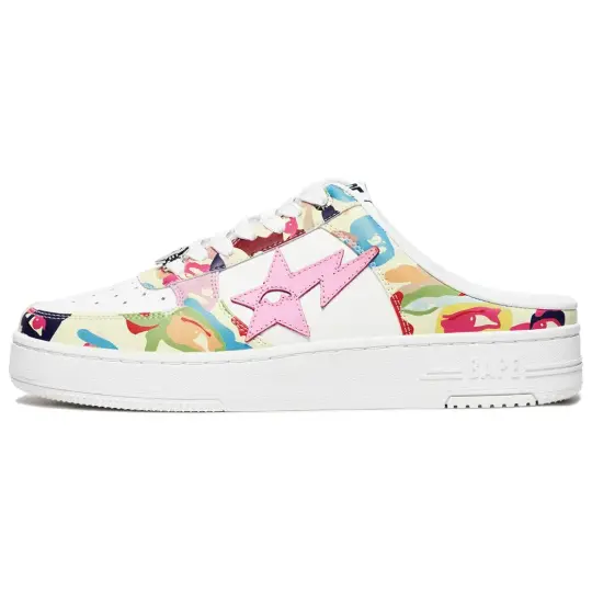 KIDSUPER x A BATHING APE Abrasion Resistant Closed Toe Slippers Unisex White Pink